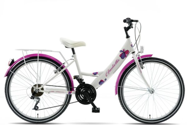 Lasten polkupyörä Kands Giulietta 24", 130–165 cm, 18 vaihdetta, Valkoinen/Vaaleanpunainen
