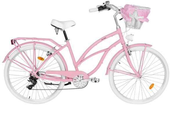 Naisten kaupunkipyörä Davi Bianca Cruiser Alumiini, 28", 160–185 cm, 7 vaihdetta, Vaaleanpunainen