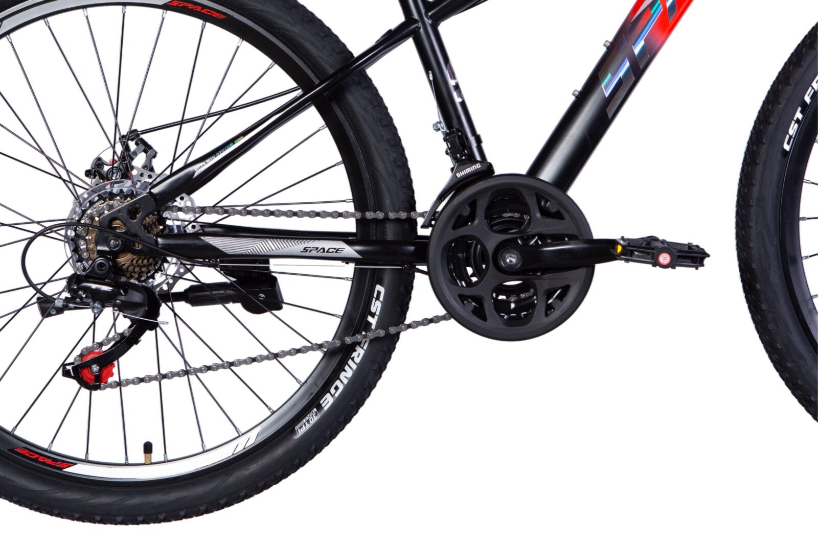 Maastopyörän vaihteiston ja kampien yksityiskohta.