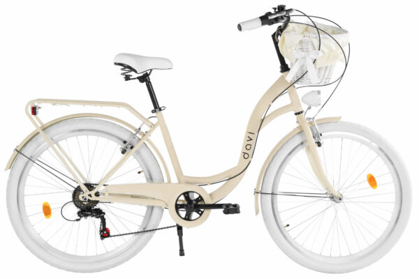 Naisten kaupunkipyörä Davi Emma 7 vaihdetta, 26", 155–180 cm, Kermanvärinen/Valkoinen