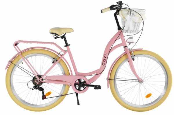 Lasten polkupyörä Davi Amelia 24", 130–165 cm, 6 vaihdetta, Vaaleanpunainen/Kermanvärinen