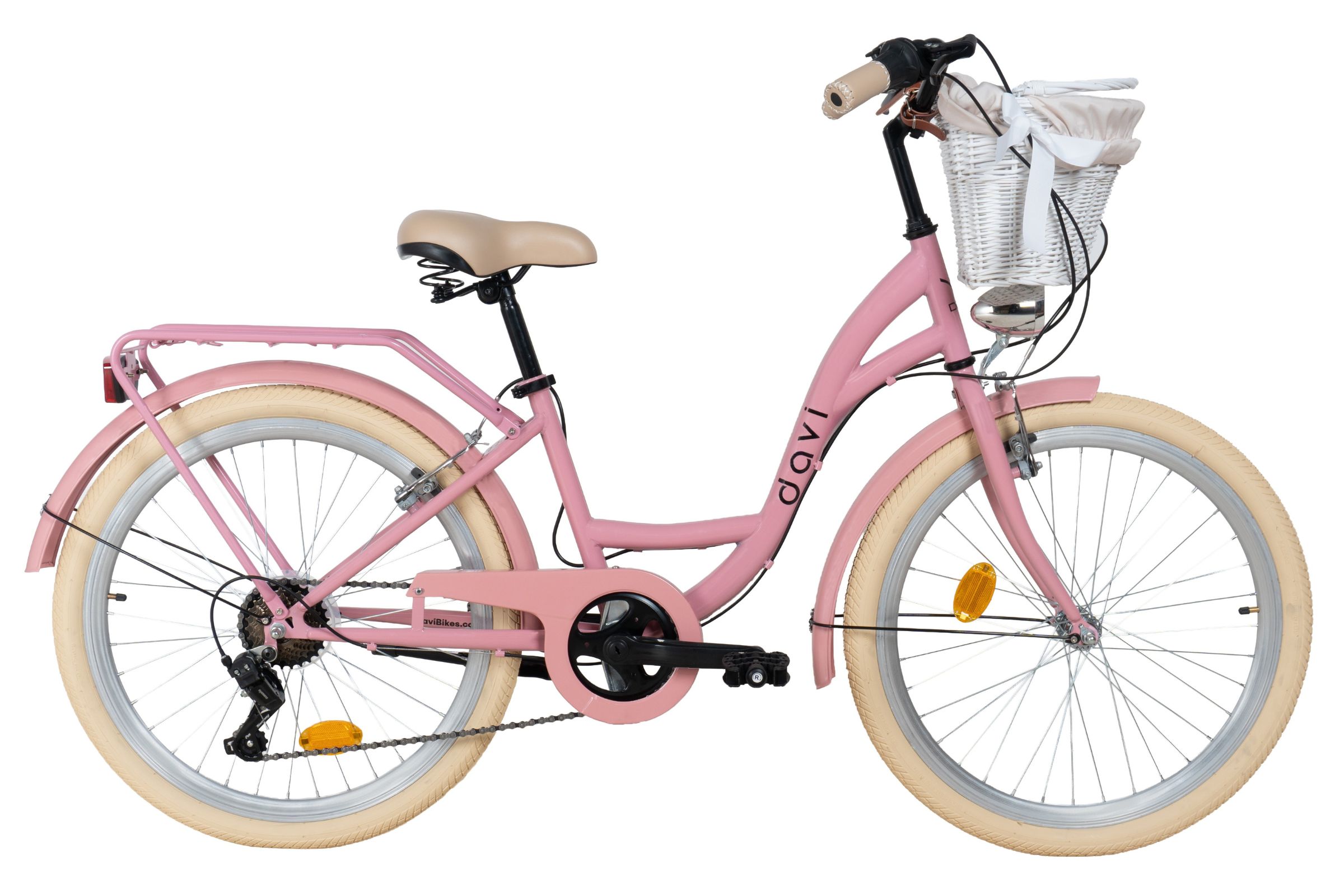 Lasten polkupyörä Davi Amelia 24", 130–165 cm, 7 vaihdetta, Vaaleanpunainen/Kermanvärinen