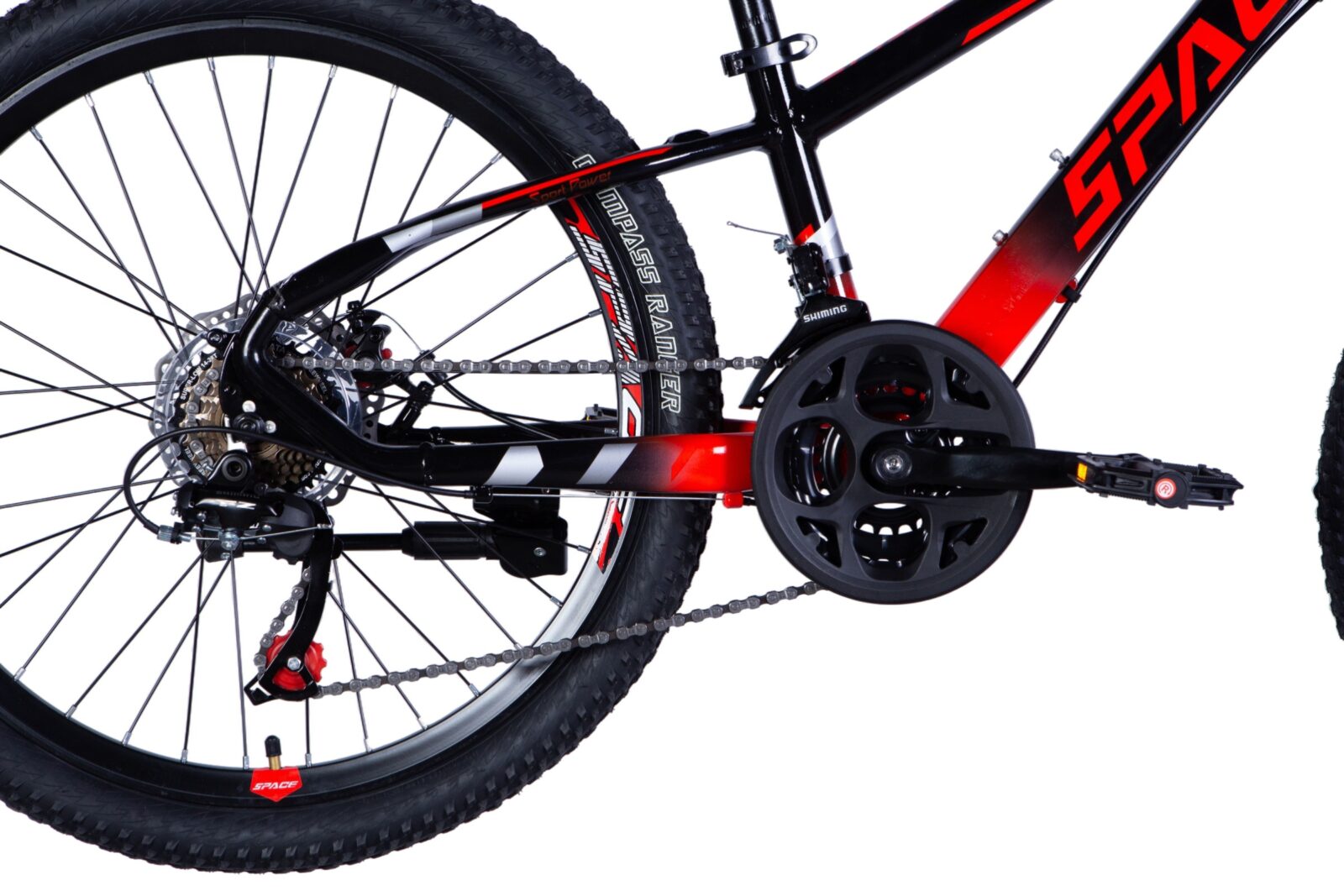 Yksityiskohta urheilupyörän vaihteistosta ja pyöristä