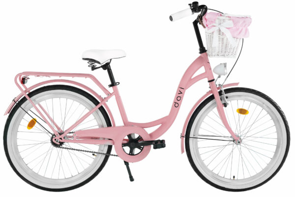 Lasten polkupyörä Davi Amelia 24", 130–165 cm, 1 vaihdetta, Vaaleanpunainen/Musta