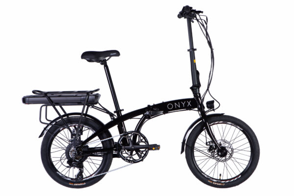 Taitettava Onyx 20 -sähköpyörät, alumiini, 130–180 cm, 50 km, 7 vaihdetta, Musta