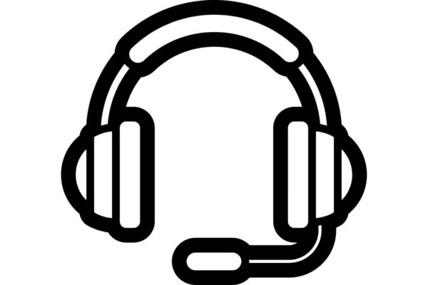 Ikoni: kuulokkeet mikrofonilla asiakaspalveluun