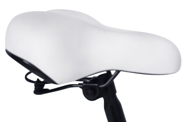 Valkoinen pyörän satula, lähikuva