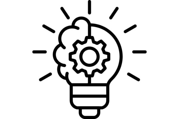 Aivon ja lampun symboli, luovuuden ja innovaation kuva.