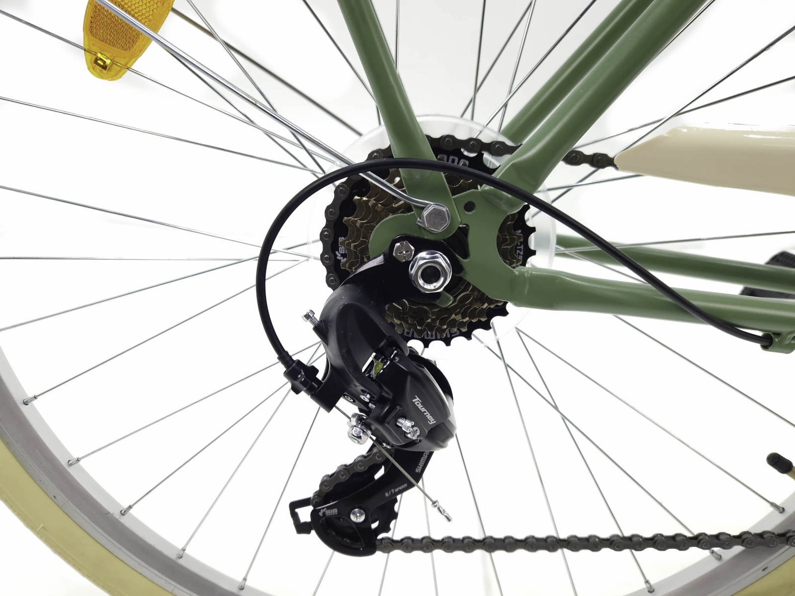 naisten kaupunkipyörä davi emma 7 vaihdetta, 28", 160–185 cm, oliivinvihreä