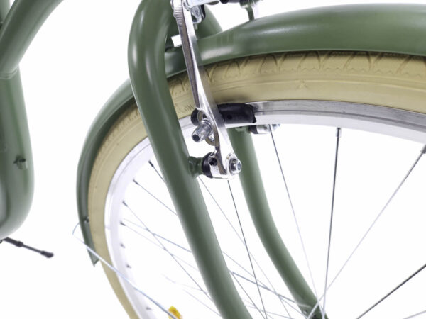 Vihreä polkupyörä, lähikuva pyörän etuosasta