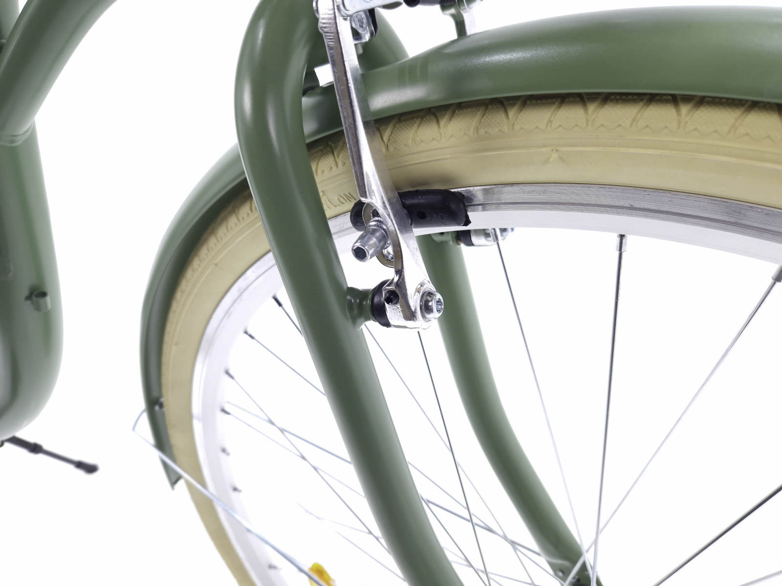Vihreä polkupyörä, lähikuva pyörän etuosasta