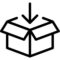 Avoin laatikko nuolella, pakkauskuvake