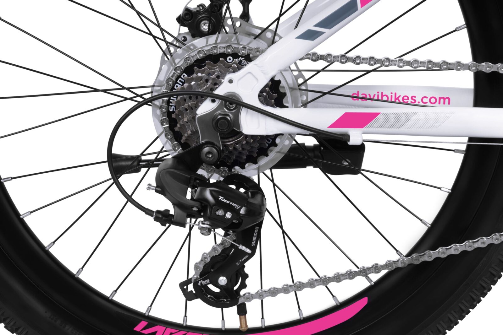 bicicleta mtb davi bella aluminiu, 27.5", 160 185 cm, 21 viteze, alb/roz