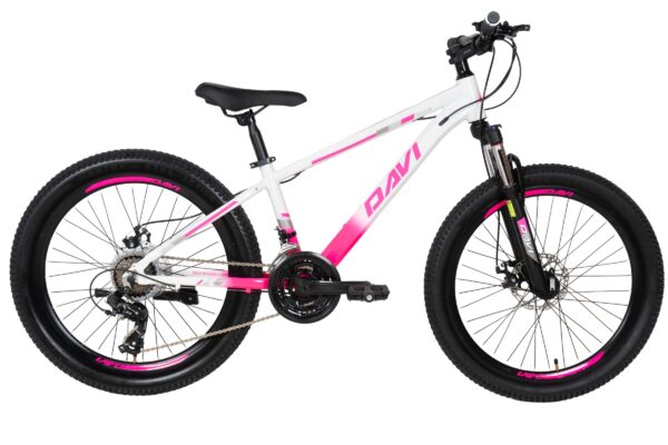 bicicleta copi davi bella aluminiu, 24", 130 160 cm, 21 viteze, roz/alb (copy)