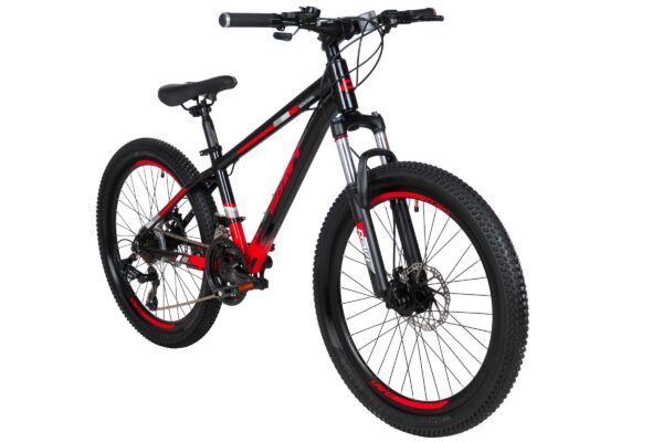 bicicleta copii davi montaro aluminiu, 24", 130 160 cm, 21 viteze, negru/roşu