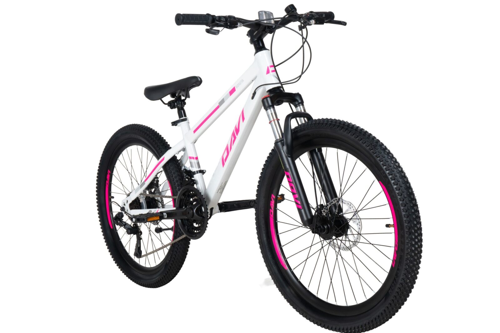 bicicleta copii davi bonita 24", 130 160 cm, 21 viteze, roz/alb