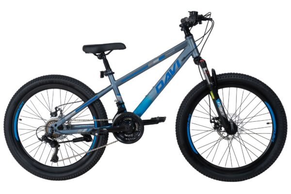 bicicleta copii davi terrano 24", 130 160 cm, 21 viteze, gri/albastru
