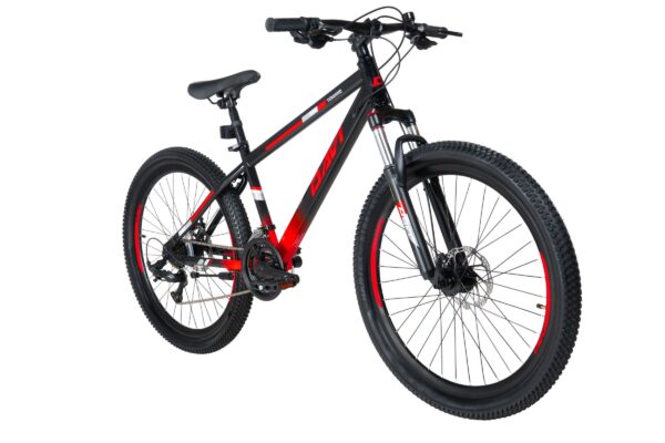 bicicleta mtb davi terrano 26", 145 170 cm, 21 viteze, negru/rosu (copy)