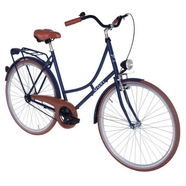 naisten kaupunkipyörä davi alma 1 vaihde, 28", 160–185 cm, laivastonsininen/ruskea
