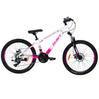 Lasten maastopyörä Davi Bella Alumiini 24", 130-160 cm, 21 vaihdetta, Vaaleanpunainen/Valkoinen