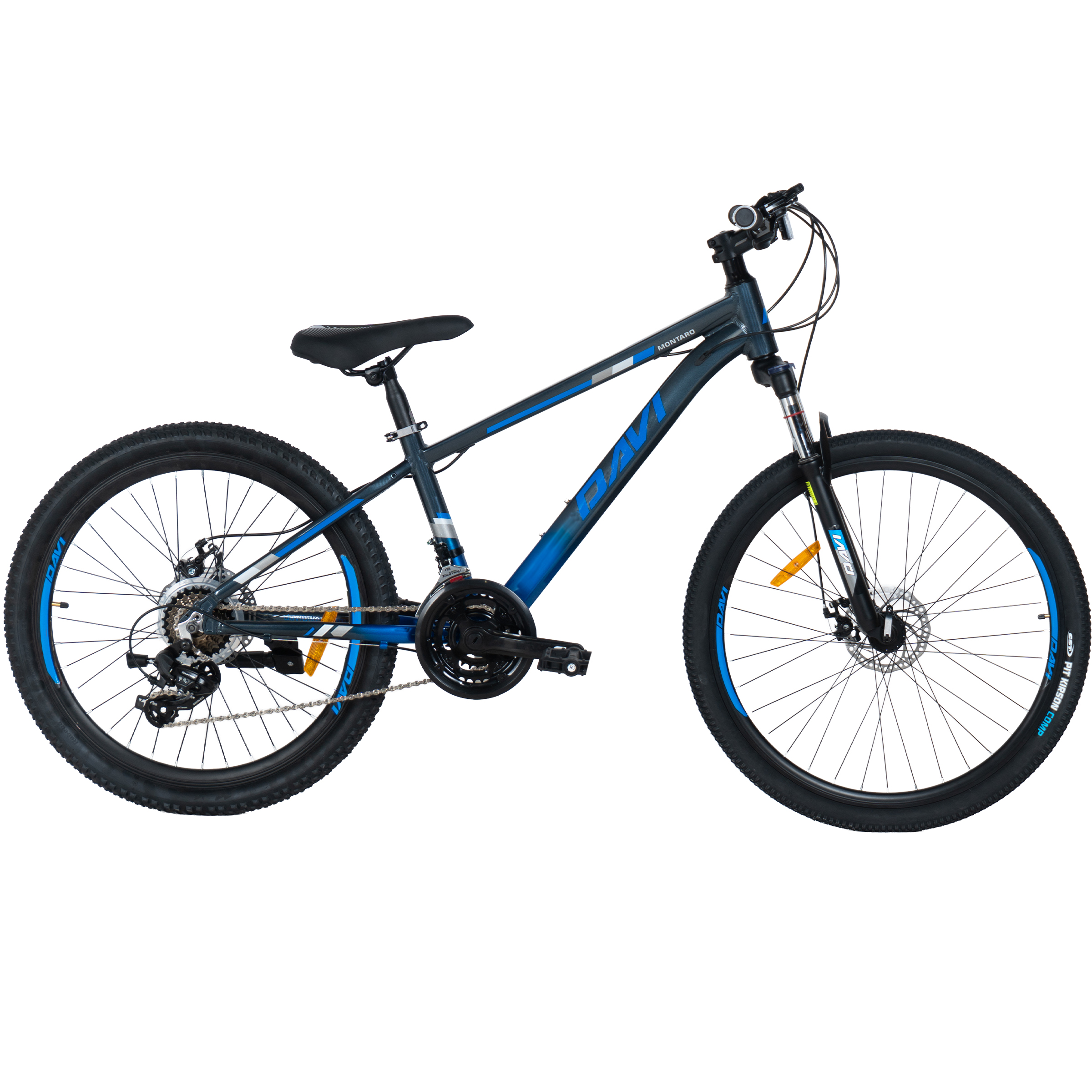 Lasten maastopyörä Davi Montaro Alumiini, 24", 130-160 cm, 21 vaihdetta, Harmaa/Sininen