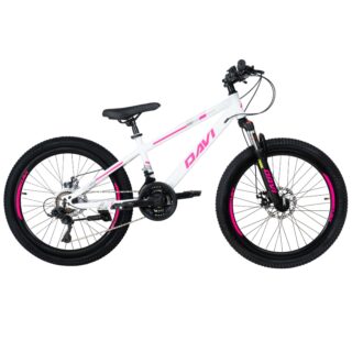 Lasten maastopyörä Davi Bonita 24", 130–160 cm, 21 vaihdetta, Vaaleanpunainen/Valkoinen
