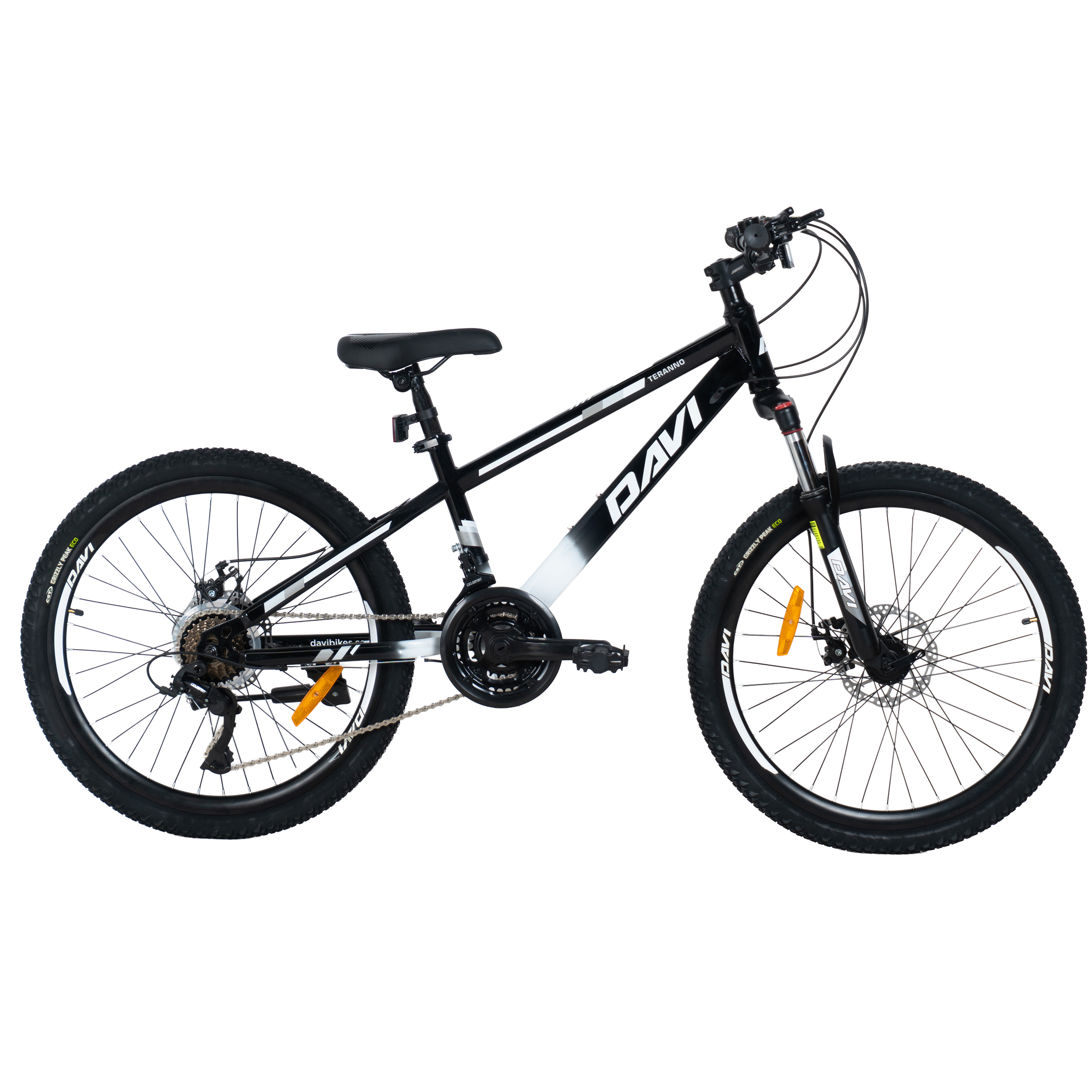 Lasten maastopyörä Davi Terrano 24", 130-160 cm, 21 vaihdetta, Musta/Valkoinen