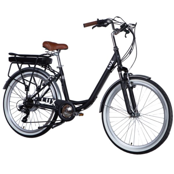 sähköpyörä e lux 26", 50 km, 155–170 cm, 7 vaihdetta, musta