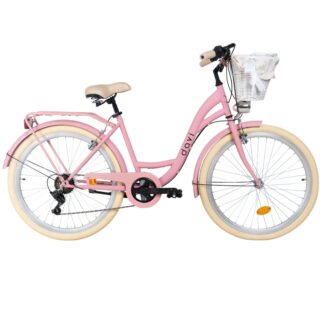 Kaupunkipyörä Davi Emma 26", 155–180 cm, 7 vaihdetta, Vaaleanpunainen/Kermanvärinen