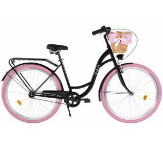 Kaupunkipyörä Davi Lila 28", 160–185 cm, 1 vaihde, Musta/Vaaleanpunainen