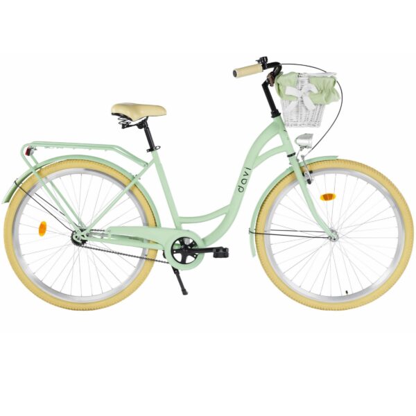 kaupunkipyörä davi lila 1 vaihde, 28", 160–185 cm, vihreä/kermanvärinen