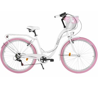 Kaupunkipyörä Davi Emma 28", 160–185 cm, 7 vaihdetta, Valkoinen/Vaaleanpunainen