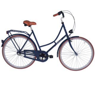 Naisten kaupunkipyörä Davi Alma 28", 160–185 cm, 1 vaihde, Laivastonsininen/Ruskea