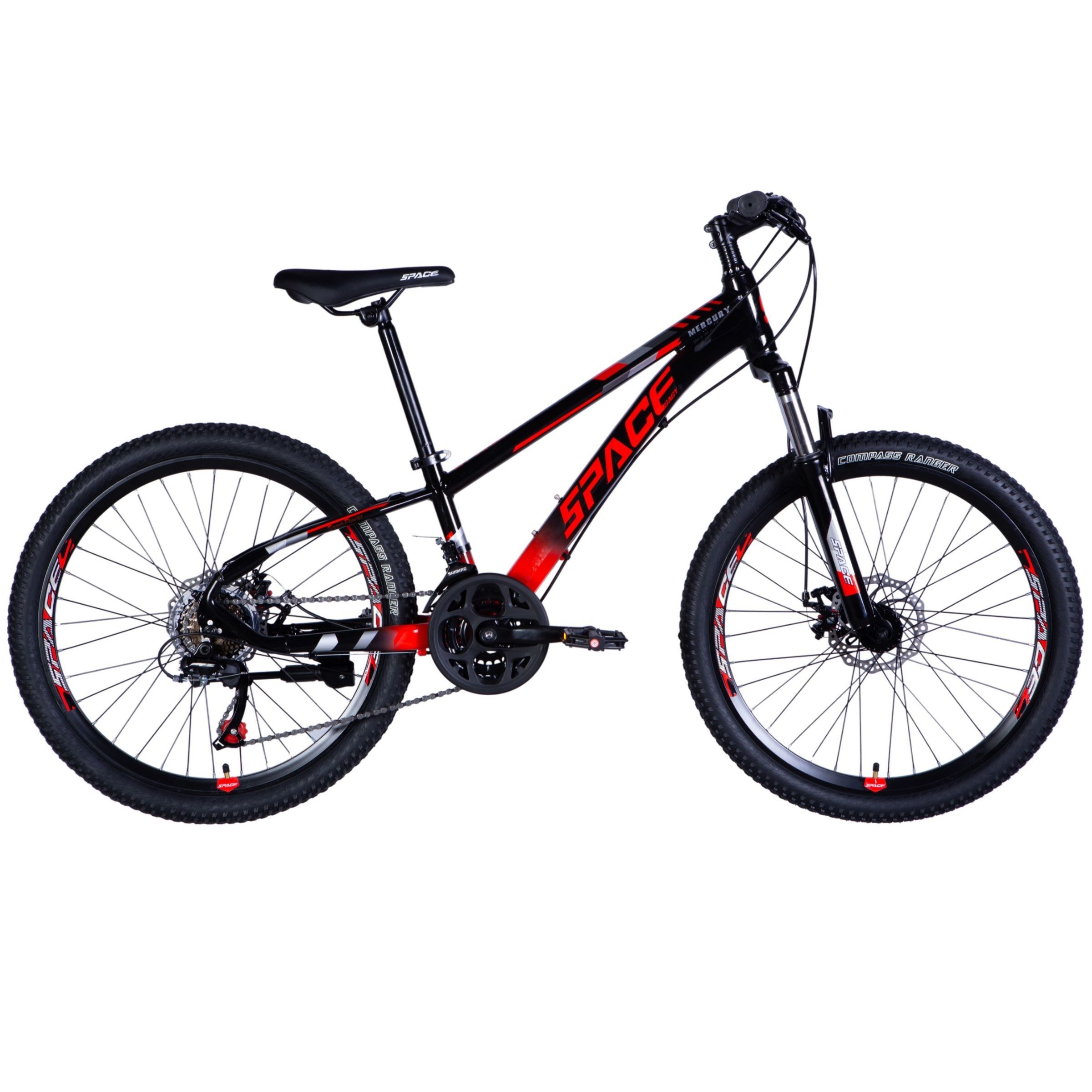 Lasten maastopyörä Mercury 24" Alumiini, 130–160 cm, 21 vaihdetta, Musta/Punainen
