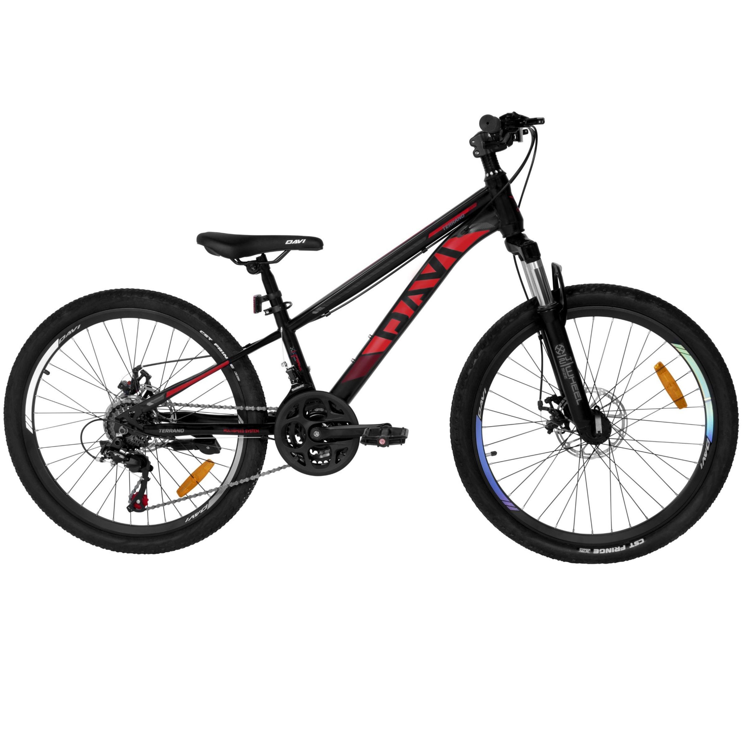 lasten maastopyörä davi terrano 24", 130–160 cm, 21 vaihdetta, punainen/musta