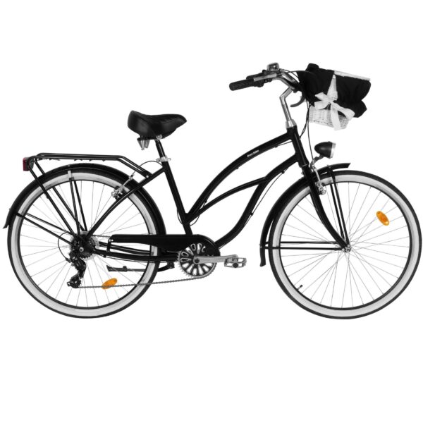 naisten kaupunkipyörä davi bianca cruiser alumiini, 28", 160–185 cm, 7 vaihdetta, musta